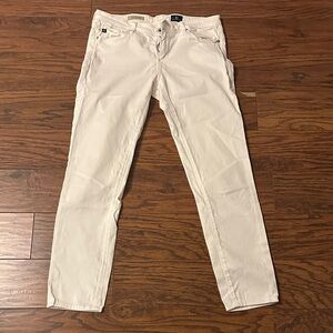 AG Adriano Goldschmied Cream Straight Leg Jeans